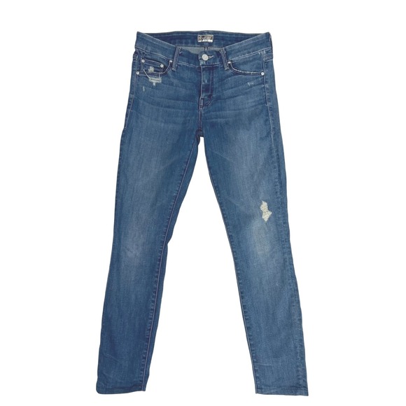 MOTHER Denim - Mother The Looker Graffiti Girl Jeans Distressed Blue Denim Size 26